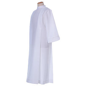 Túnicas Primeira Comunhão: Alva Primeira Comunhão poliéster duas pregas gola alta