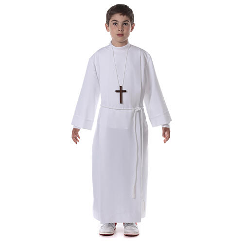 First communion dress with two pleats and high collar in polyester 5