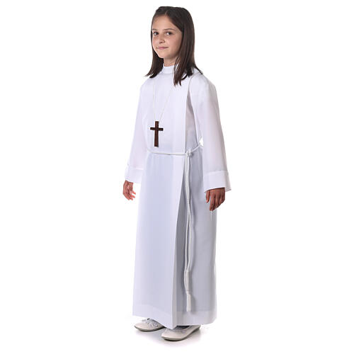 First communion dress with two pleats and high collar in polyester 10