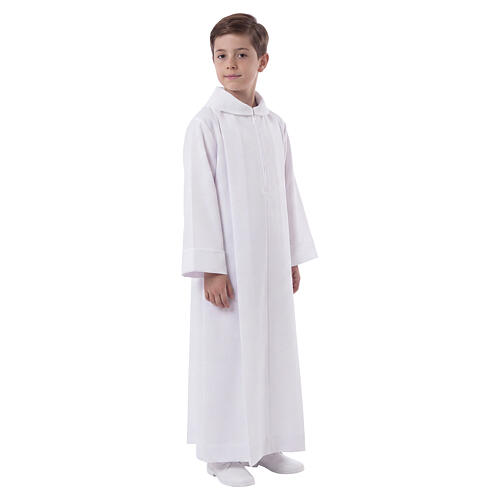 Erstkommunionalbe aus Polyester 2 Falten auf Vorder- und Rückseite mit Kragen in Kapuzenform 5
