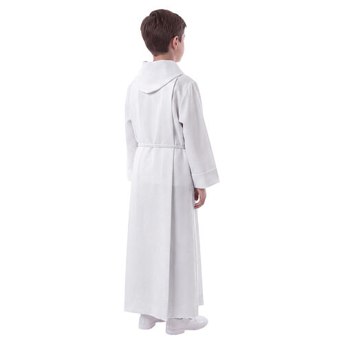 Erstkommunionalbe aus Polyester 2 Falten auf Vorder- und Rückseite mit Kragen in Kapuzenform 7