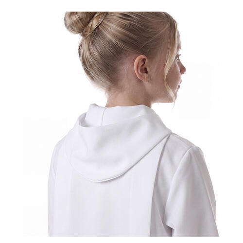 Erstkommunionalbe aus Polyester 2 Falten auf Vorder- und Rückseite mit Kragen in Kapuzenform 8