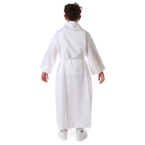 First communion dress in polyester with two pleats and fake hood 14