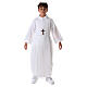 First communion dress in polyester with two pleats and fake hood s4