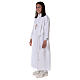 First communion dress in polyester with two pleats and fake hood s5