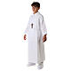 First communion dress in polyester with two pleats and fake hood s6