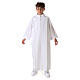 First communion dress in polyester with two pleats and fake hood s10