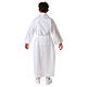 First communion dress in polyester with two pleats and fake hood s14