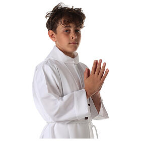 First Holy Communion dress in polyester with two pleats and fake hood