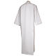 First communion dress in polyester with scapular, golden hem and high collar s2