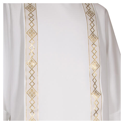 Vestido Primera Comunión poliéster escapolar borde oro cuello alto 5