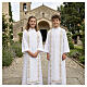 First Holy Communion dress with scapular, golden hem and high collar in polyester s2