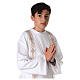 First communion alb in polyester scapular with gold decoration s5