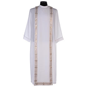 First Communion Albs: Polyester first communion alb with trimmed scapular First Communion Albs: Polyester first communion alb with trimmed scapular