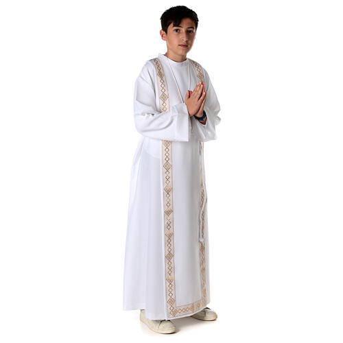 Polyester first communion alb with trimmed scapular 9