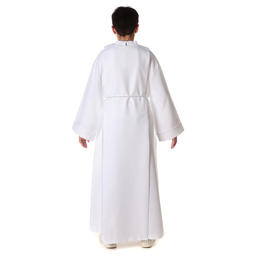 Polyester first communion alb with trimmed scapular 13