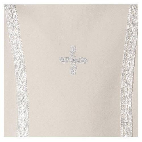Ivory First Communion alb, white embroidery, for girl 4