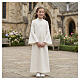 Ivory First Communion alb, white embroidery, for girl s2
