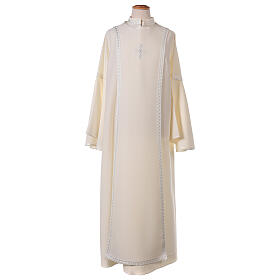 Aubes communion, profession de foi: Aube Première Communion couleur ivoire broderie blanche pour fille