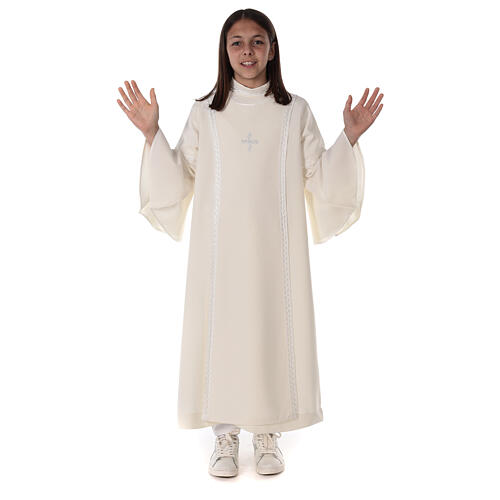 Tunica Prima Comunione avorio ricamo bianco bambina 4