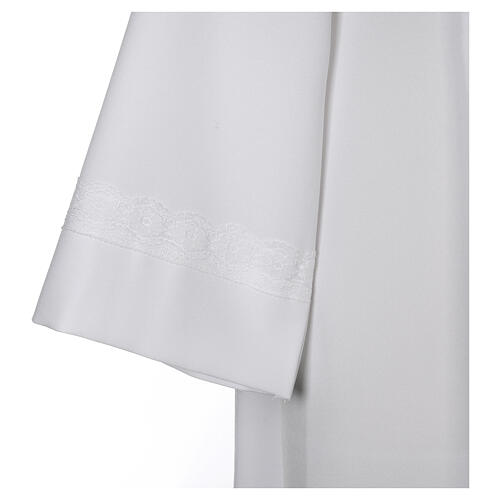 First Communion alb folded macramé bow belt 5