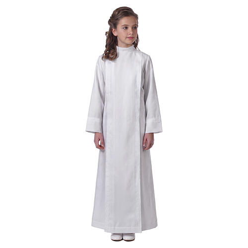 First Communion alb folded macramé bow belt 7