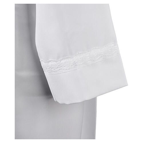 First Communion alb folded macramé bow belt 8