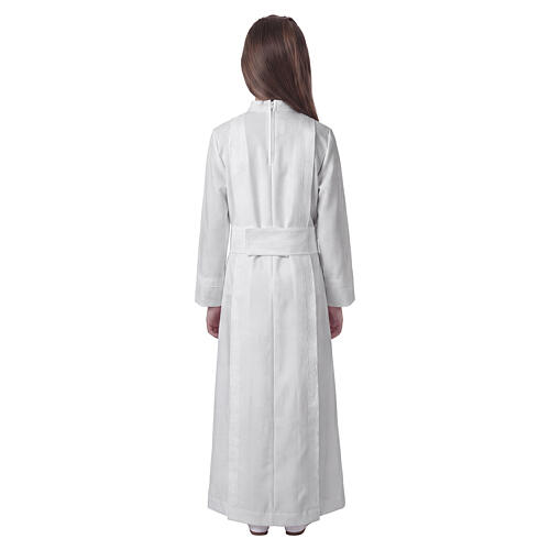 First Communion alb folded macramé bow belt 10