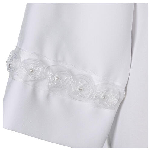 First Communion alb roses trimmings folds 6