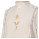 Ivory First Communion alb with scapular, white and golden braided border and golden host embroidery, CocoCler s2