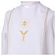 White First Communion alb with scapular, white and golden braided border and golden host embroidery, CocoCler s2
