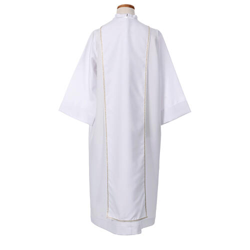 Aube Communion blanche avec scapulaire galon broderie dorée hostie CocoCler 9