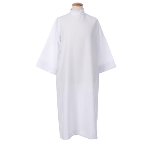 Aube Communion blanche avec scapulaire galon broderie dorée hostie CocoCler 9