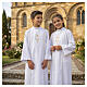 Aube Communion blanche avec scapulaire galon broderie dorée hostie CocoCler s2