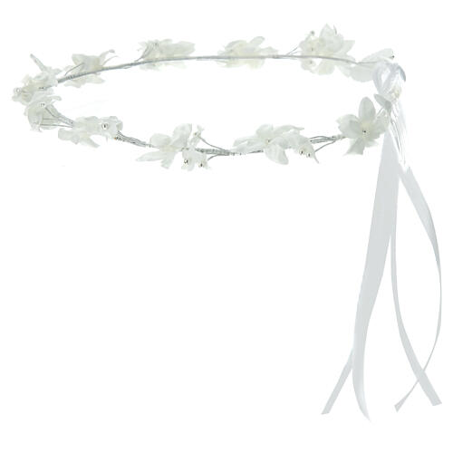 First Communion floral crown with beads, 6 in diameter 1