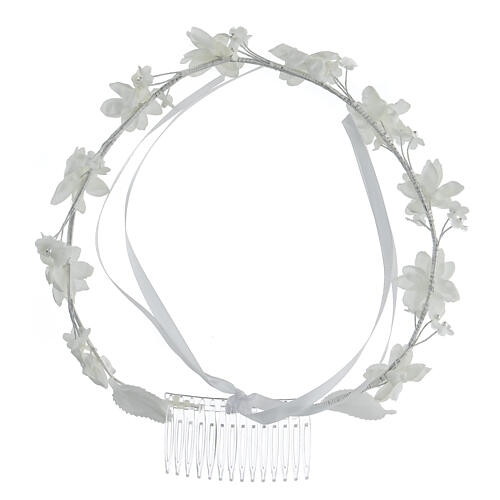 First Communion floral crown with beads, 6 in diameter 5