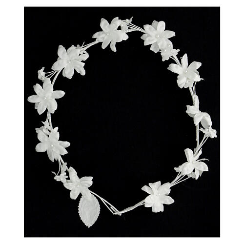 Corona floral para vestido de la Primera Comunión perlas 2