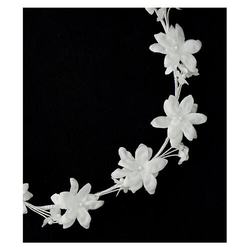 Corona floral para vestido de la Primera Comunión perlas 3