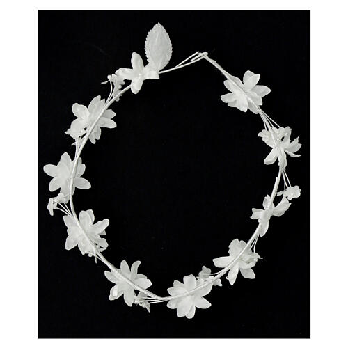 Corona floral para vestido de la Primera Comunión perlas 5