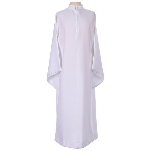First Communion alb with floral ruffle 1