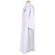 White First Communion alb with 2025 Jubilee logo in Latin, front and back pleats s5