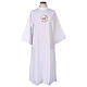 White First Communion flared alb with embroidered official logo of Jubilee 2025 in Latin s1