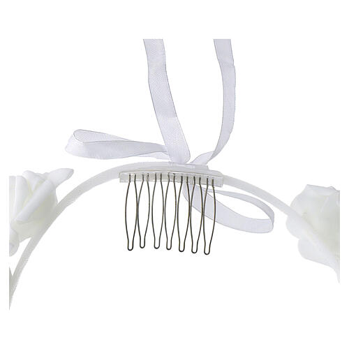 Couronne Première Communion pour petite fille avec roses et peigne 22 cm 6