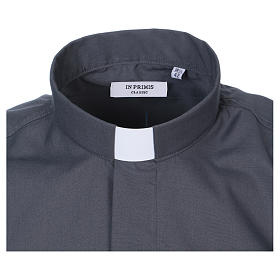 Collarhemd mit Kurzarm aus Baumwoll-Mischgewebe in der Farbe Dunkelgrau In Primis