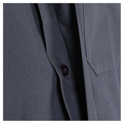 Clergy shirt, short sleeves in mixed cotton, dark grey In Primis 4
