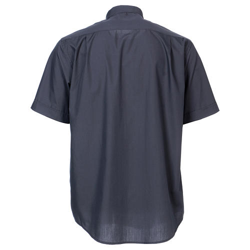 Camisa Colarinho Clergy manga curta misto algodão cinzento escuro In Primis 5