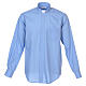 Long-sleeved clergy shirt in sky blue cotton blend In Primis s1
