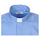 Long-sleeved clergy shirt in sky blue cotton blend In Primis s2