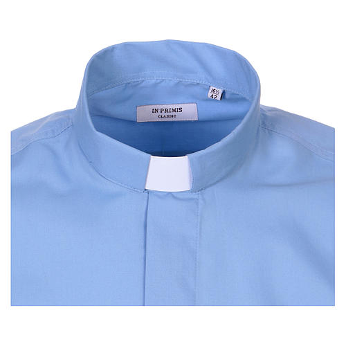 Camisa Clergy manga larga mixto algodón celeste In Primis 2