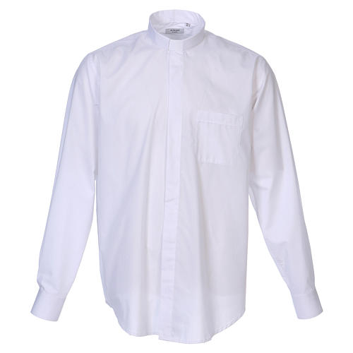 Collarhemd mit Langarm aus Baumwoll-Mischgewebe in der Farbe Weiß In Primis 1